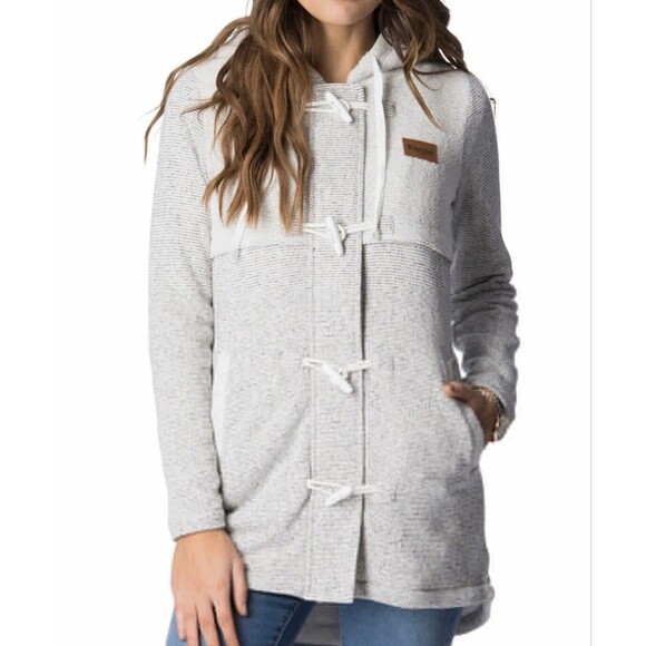 Rip Curl Penny‎ Longline Fleece Jacket Women's S Cream Casual Retro Warm - Picture 2 of 14